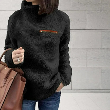 Women's super soft high collar zip top