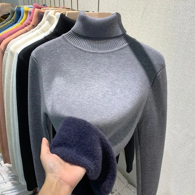 Women's velvet turtle neck sweater