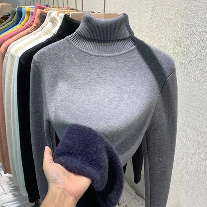 Women's velvet turtle neck sweater