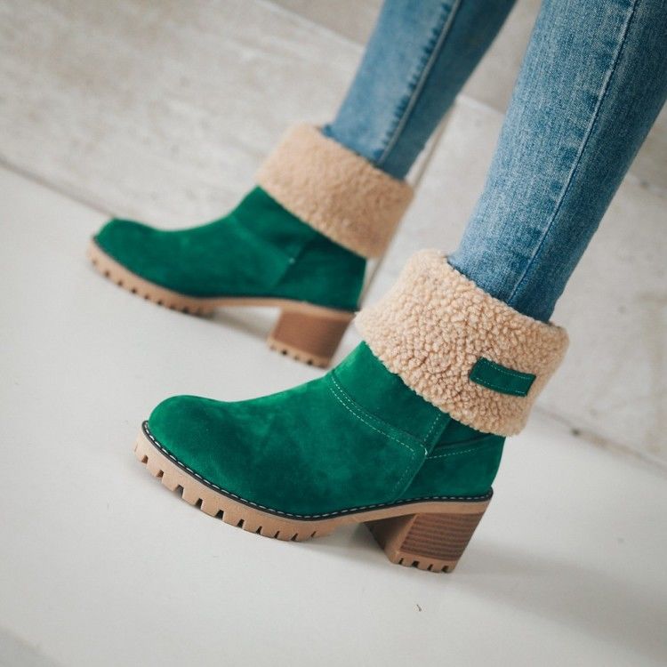 Sienna Ankle Boots | Fur Trim Block Heel Ankle Boots