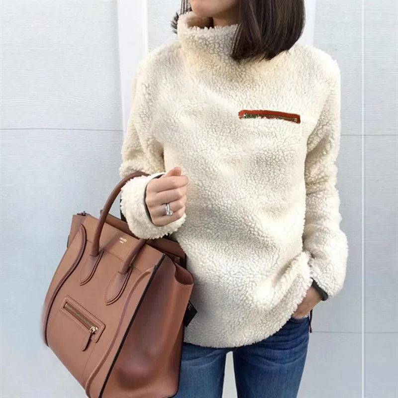 Women's super soft high collar zip top