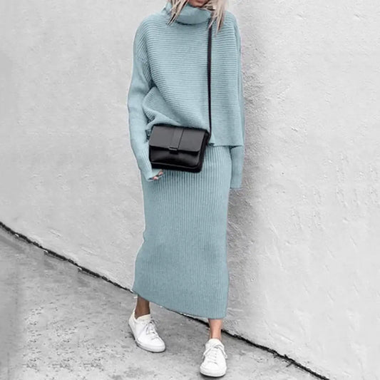 Loose Knitted Pullover Sweater Skirt Set