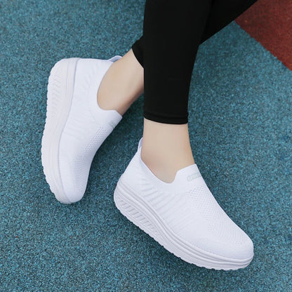 Women's Slip-On Sneakers - Breathable Knit Upper - Cushioned Sole - Lightweight Casual Wear