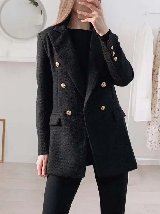 Double-Breasted Midi Blazer Coat