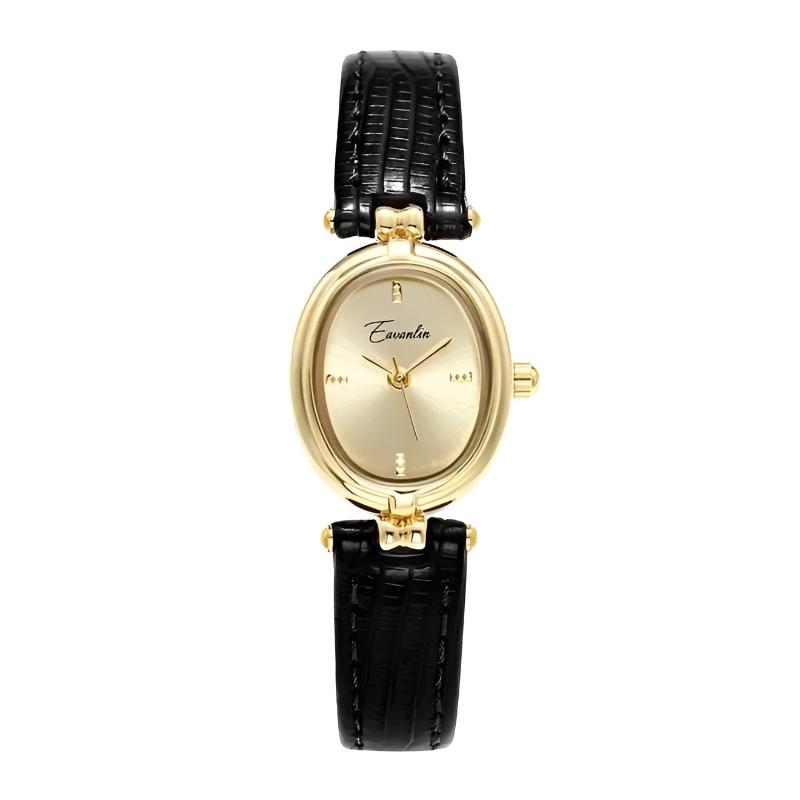 Isla Embossed Oval Wristwatch | Gold-Tone Slim Strap Wristwatch