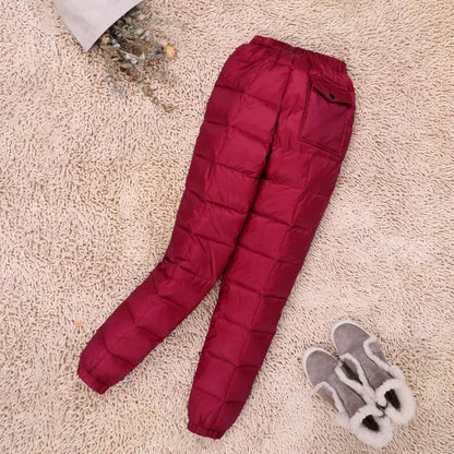 Women's winter high waist puffer straight pants