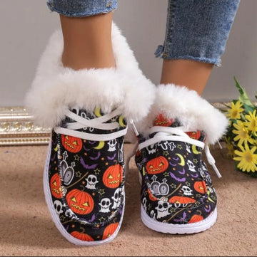 Women's winter lightweight short plush slip-on flat shoes