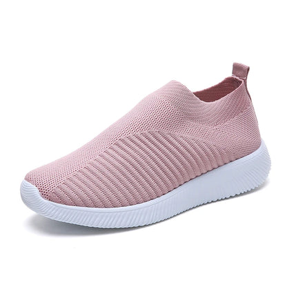 Women's Slip-On Sneakers - Breathable Knit Upper - Lightweight Rubber Sole