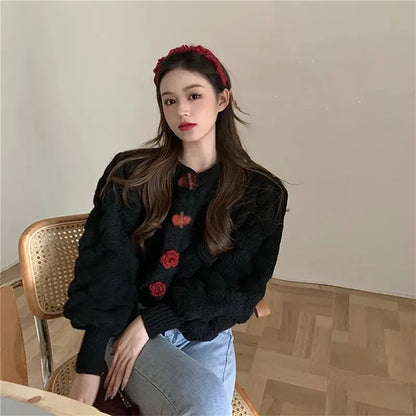 Women's flower short knitted cardigan