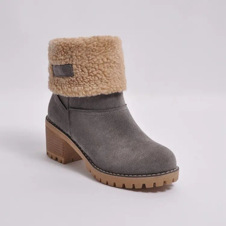 Sienna Ankle Boots | Fur Trim Block Heel Ankle Boots