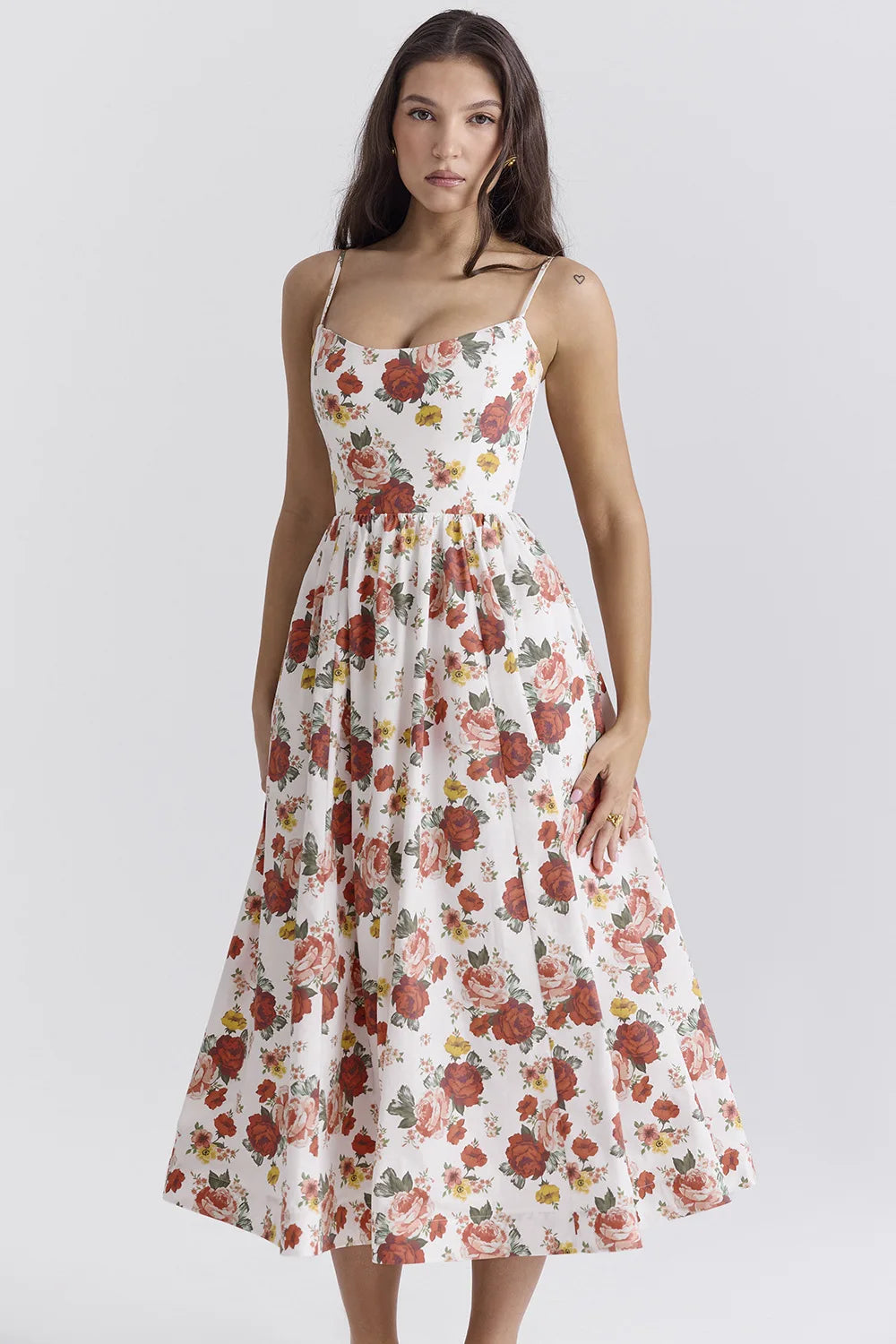 Floral Print Cotton Blend A-line Dress