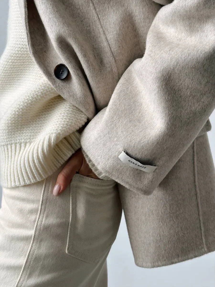Simple white crew neck pullover sweater for women