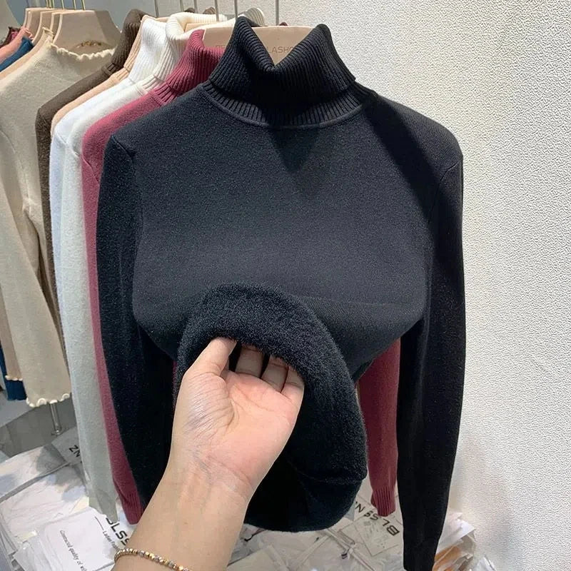 Women's velvet turtle neck sweater