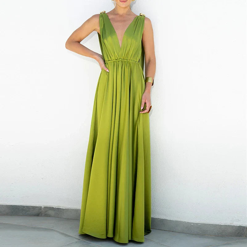 Elegant V-Neck Backless Boho Maxi Dress