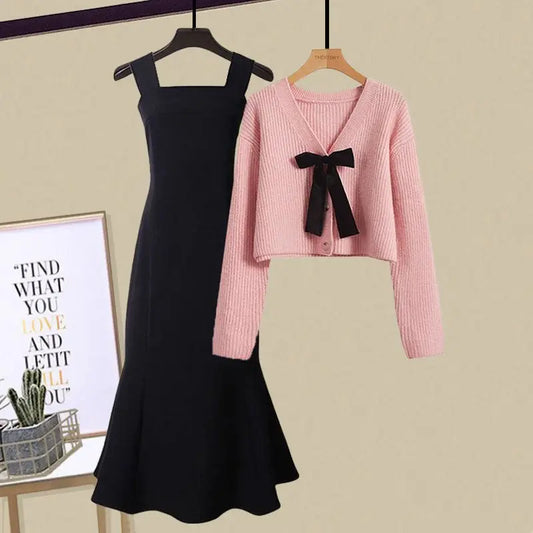 Knitted Fishtail Two-Piece Dress Set