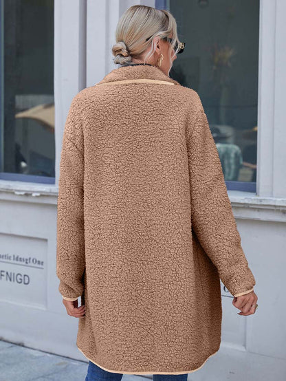 Women's lapel plush coat