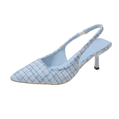 Women's Slingback Heels - Pointed Toe - Textured Design - Elegant & Comfortable