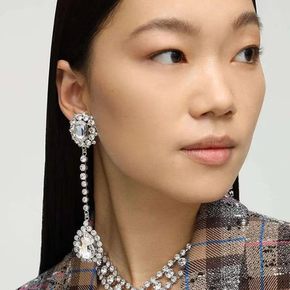 Nalani - shiny rhinestone long water drop earrings