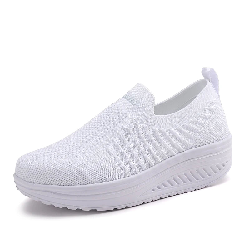 Women's Slip-On Sneakers - Breathable Knit Upper - Cushioned Sole - Lightweight Casual Wear