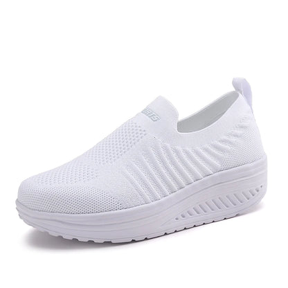 Women's Slip-On Sneakers - Breathable Knit Upper - Cushioned Sole - Lightweight Casual Wear