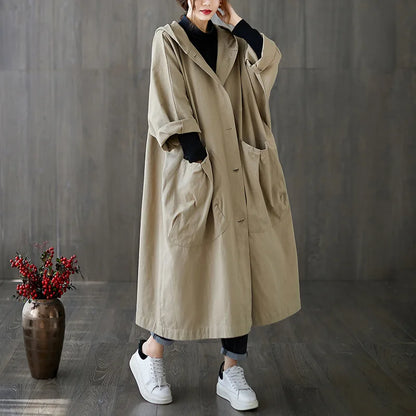 Women's oversized hooded windbreaker spring/autumn coat