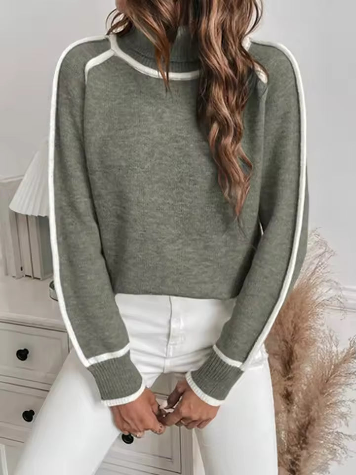 Striped Sleeve Detail Relaxed Knit Sweater 
