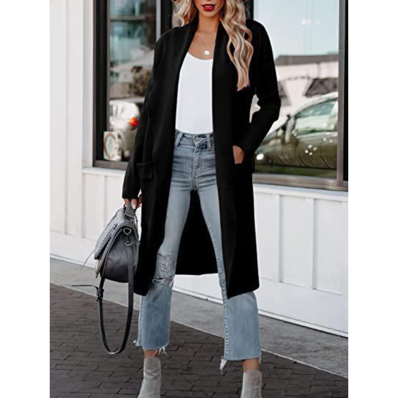 Women's casual warm long coat jacket