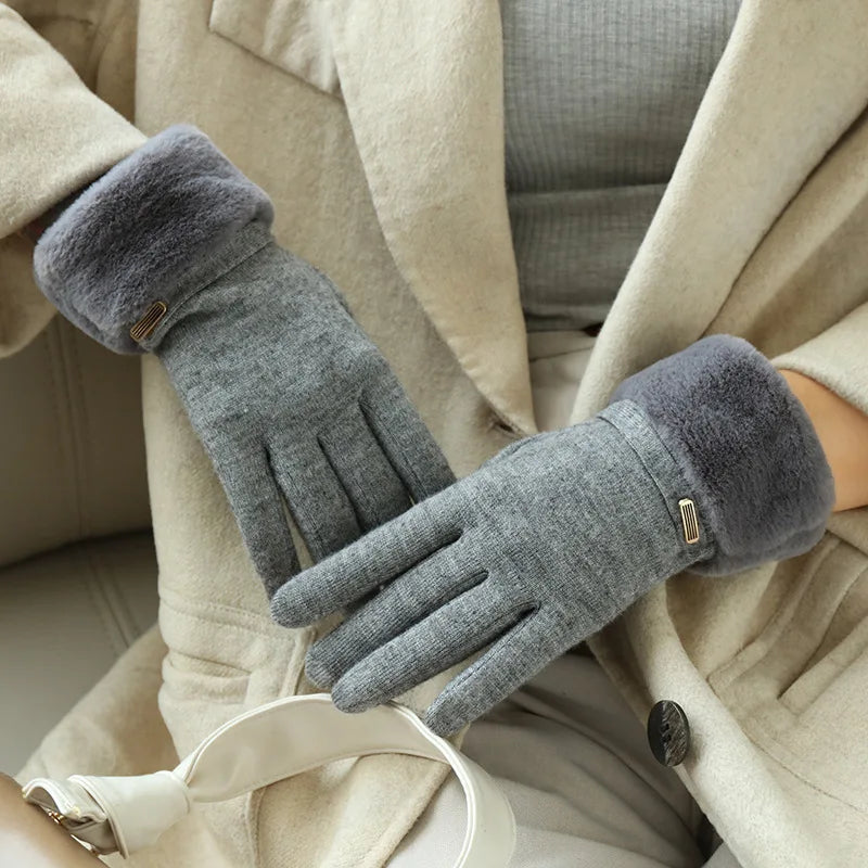 Amelia Snug Fit Gloves | Fleece Cuff Buckle Gloves