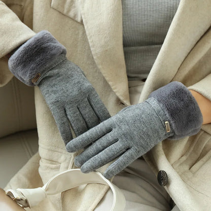 Amelia Snug Fit Gloves | Fleece Cuff Buckle Gloves