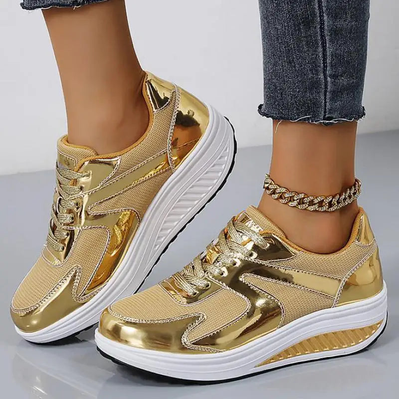 Women's platform sports casual shoes with thick platform