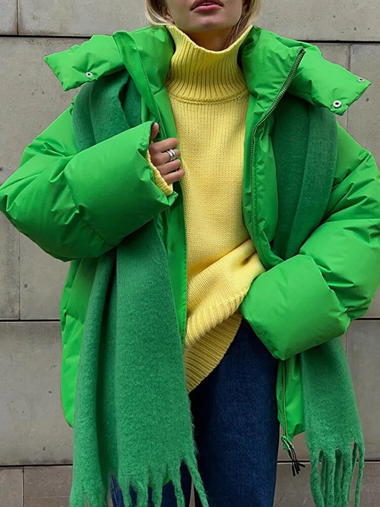 Women's oversized puff hooded jacket