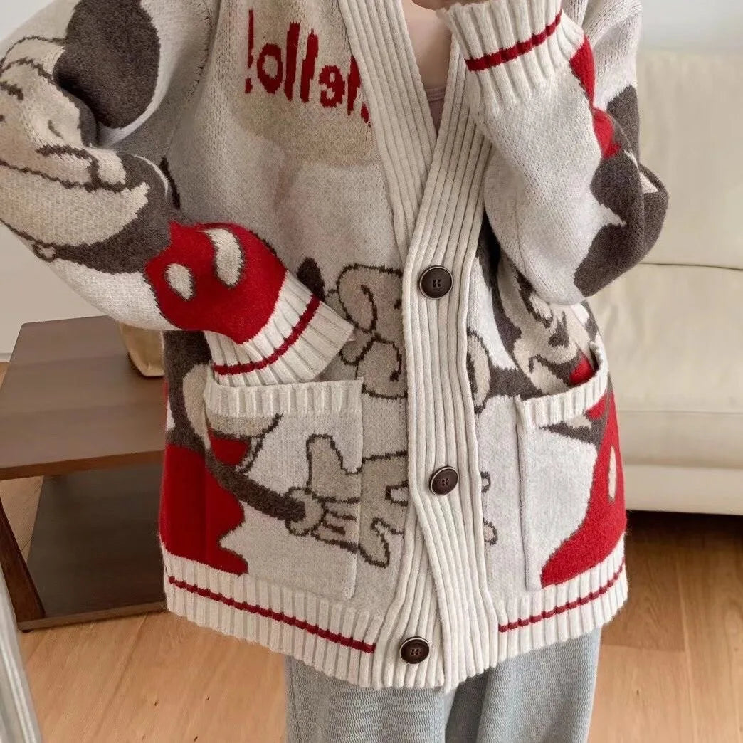 Women's retro character jacquard sweater
