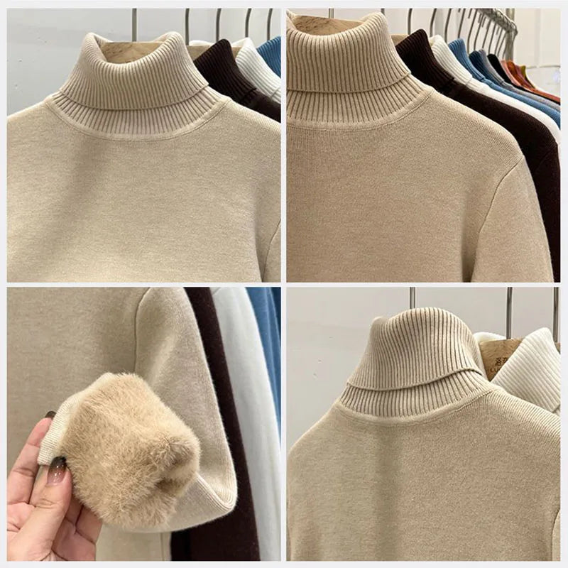 Women's velvet turtle neck sweater