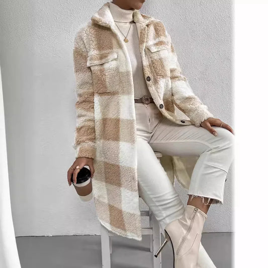 Plaid Fleece Sweatshirt Coat