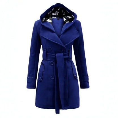 Women's plaid woolen overcoat