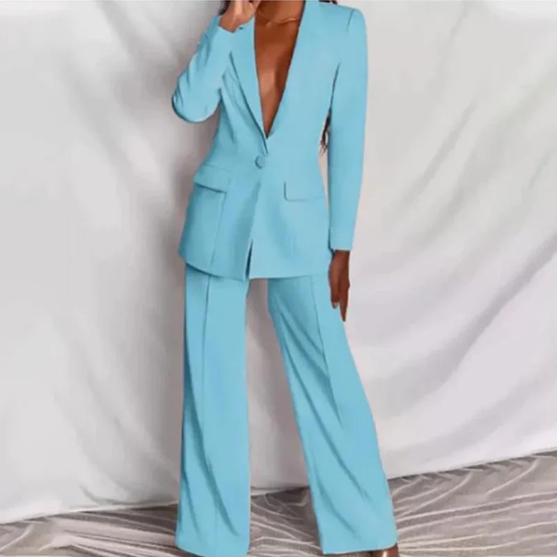 Women's urban elegant blazer two-piece set