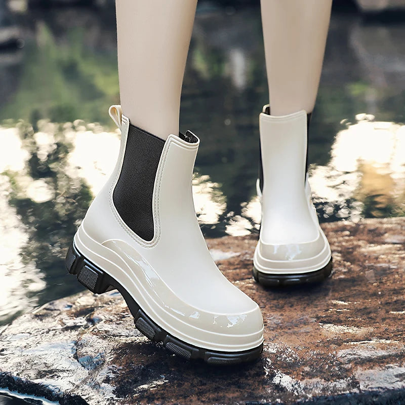 Waterproof Slip-On Wellington Short Boots 