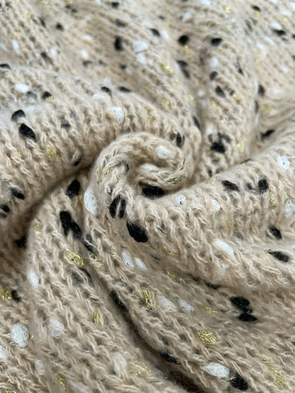 Textured knit sweater with relaxed fit for women