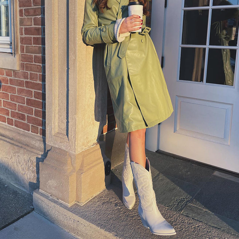 Women's stylish square heel cowboy boots