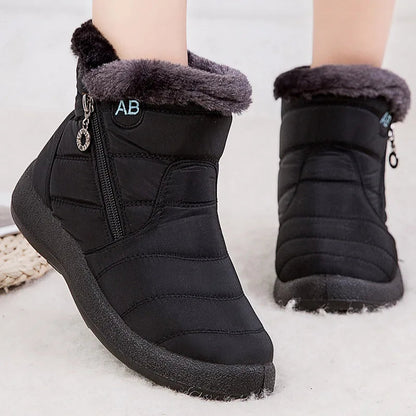 Women’s Snow Boots – Mid-Calf Height – Water-Resistant – Plush Fur Lining – Side Zipper