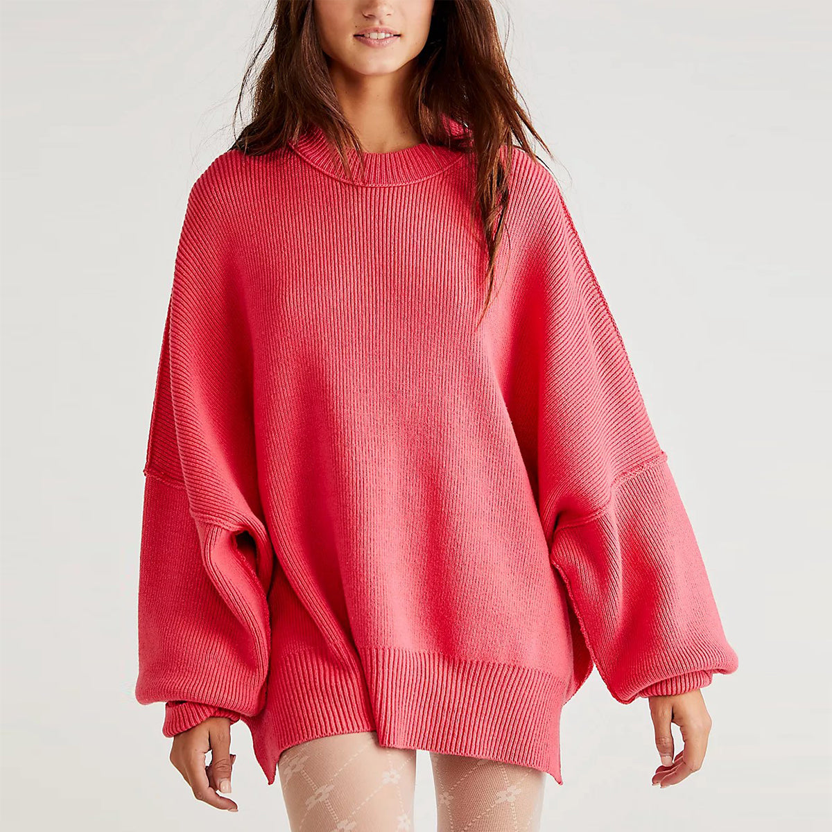 Women's oversized pullover sweater with bell sleeves