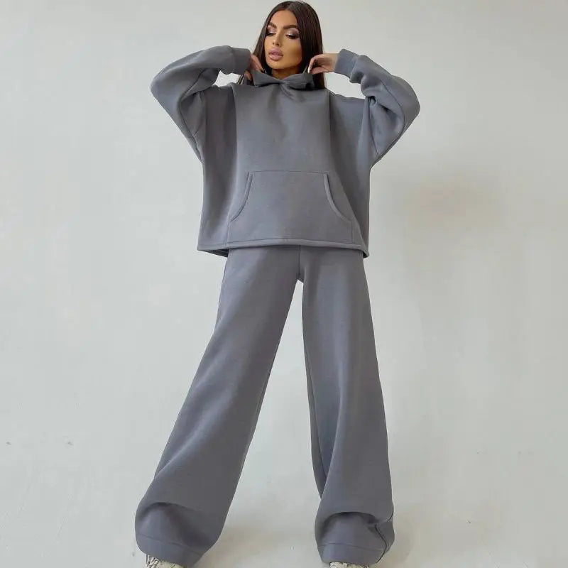 Women's casual loose hoodie sweatshirt and sweatpants set