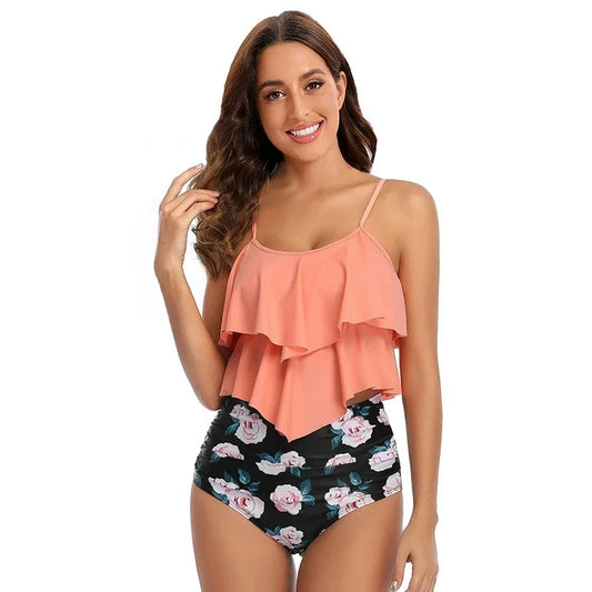 Ruffled High Rise One-Piece Swimsuit 
