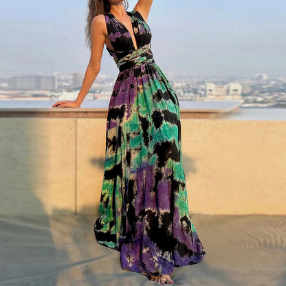 Women’s Maxi Dress – Halter Neck – Open Back – Flowy Lightweight Fit