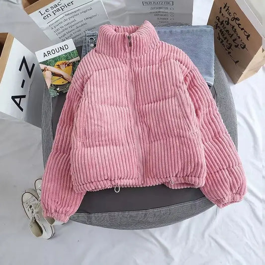 Corduroy Mock Neck Winter Jacket