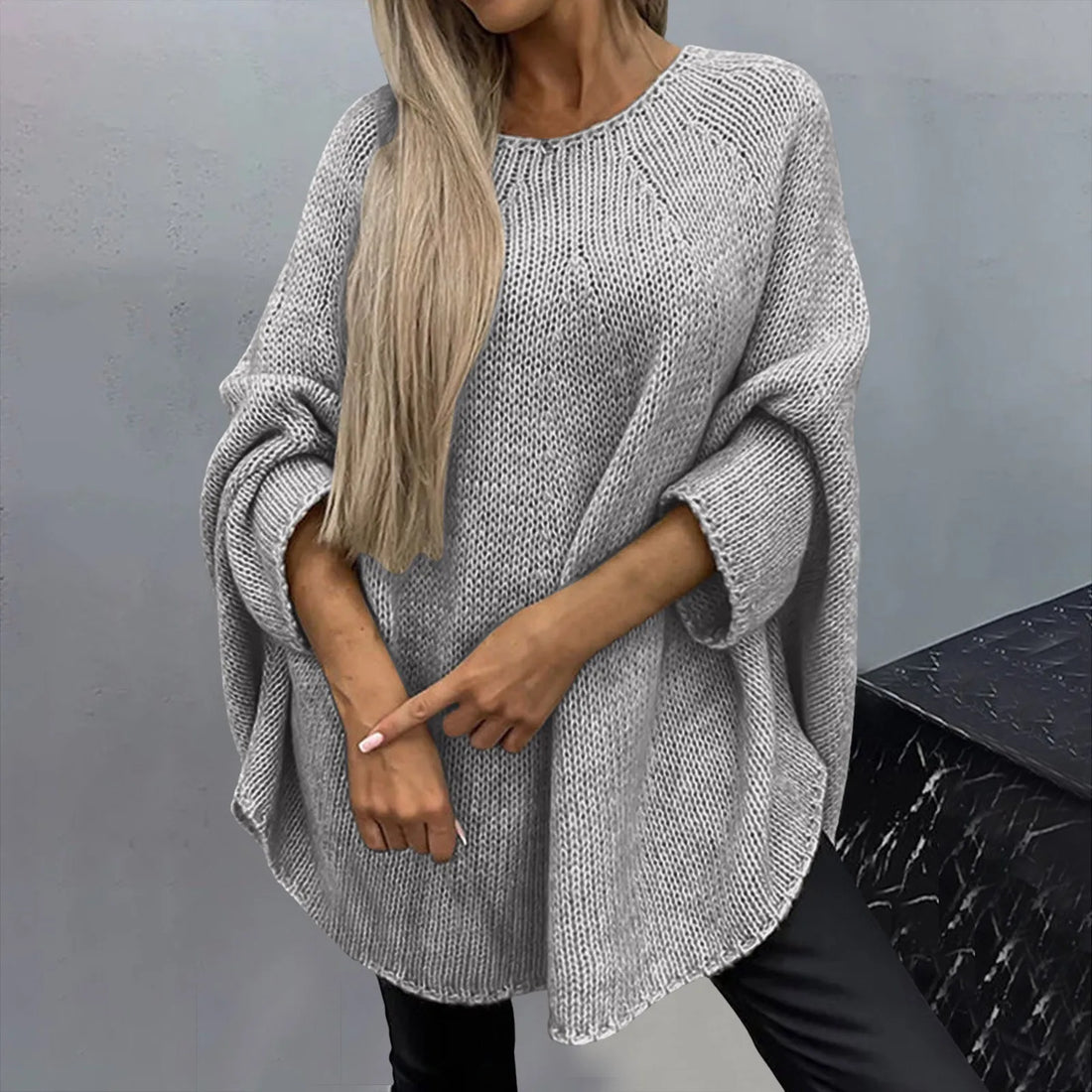 Women's knitted cape shawl sweater