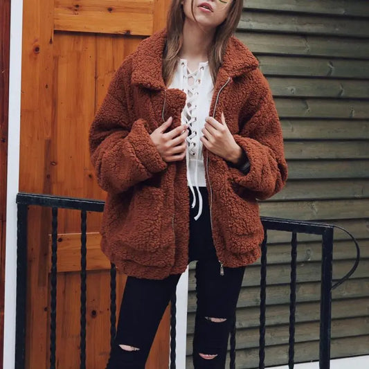 Elegant Faux Fur Teddy Coat