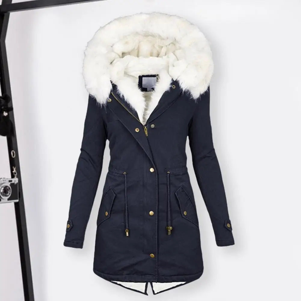 Carla - hooded cotton padded mid-length overcoat winter jacket