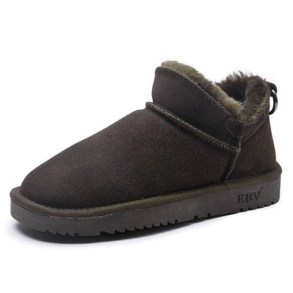 Women's velvet winter snow boots flat sole warm ankle boots