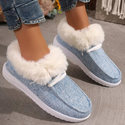 Women's winter lightweight short plush slip-on flat shoes